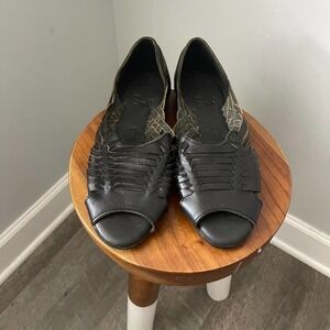 RAH Tulum Women's Black Leather Huaraches Sandals Size 36